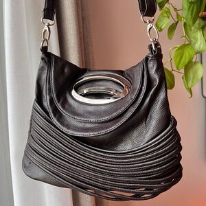 Convertible Dark Chocolate Brown Faux Leather Bag